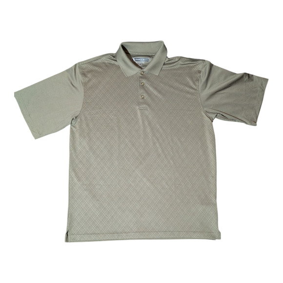 Pebble Beach Performance - Polo Golf Shirt-Checked -Men's Size Large Olive Green - Picture 1 of 5